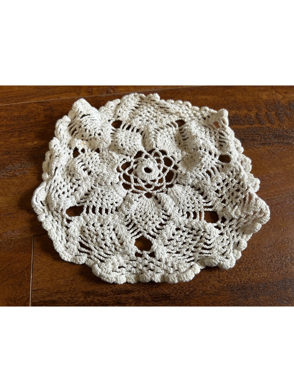 Vintage Handmade Crochet Doily in Cream